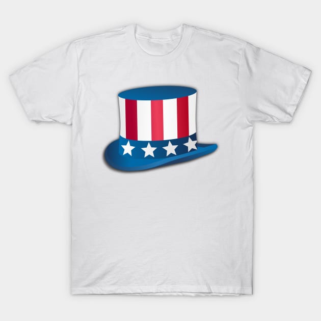 Uncle Sams Hat with stars and stripes T-Shirt by Montanescu